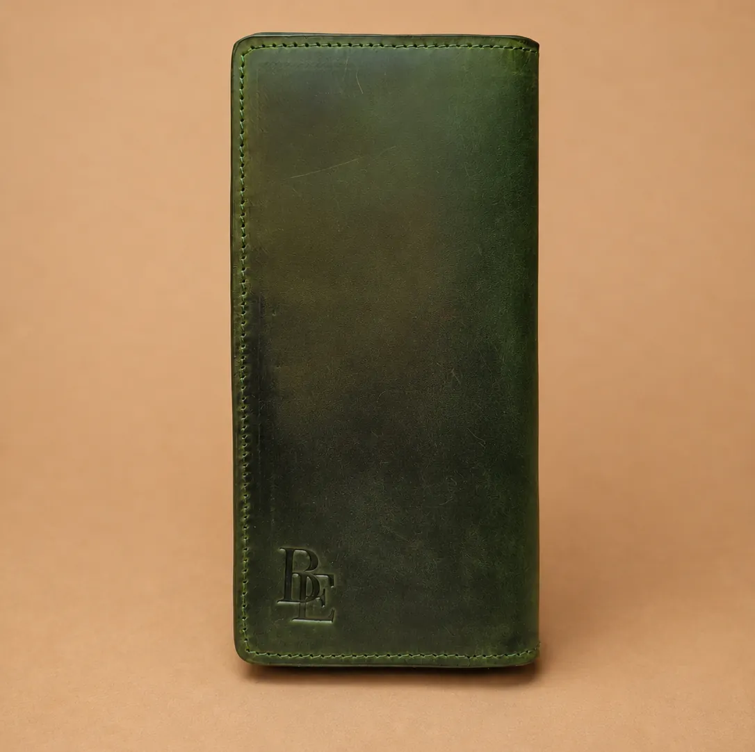 LOKO full grain Crazy Horse leather long wallet with phone and card compartments