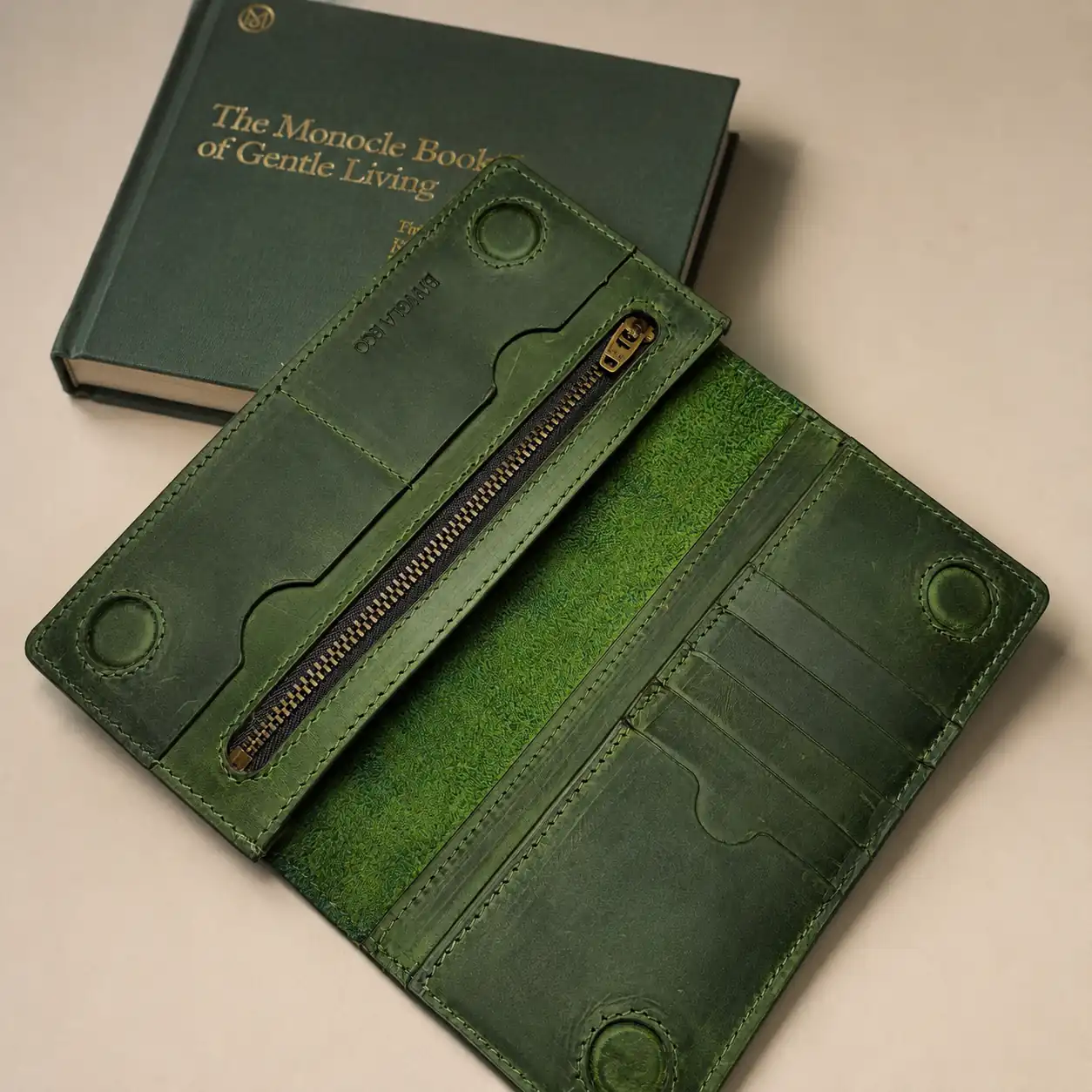 LOKO full grain Crazy Horse leather long wallet with phone and card compartments