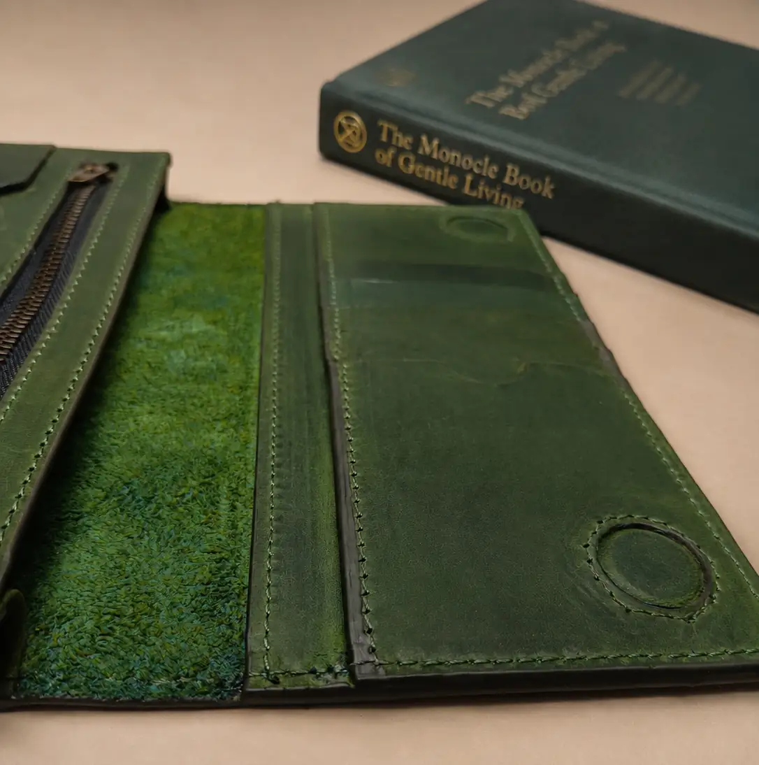 LOKO full grain Crazy Horse leather long wallet with phone and card compartments