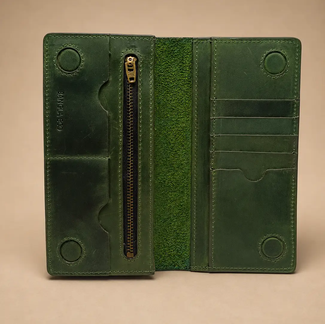 LOKO full grain Crazy Horse leather long wallet with phone and card compartments