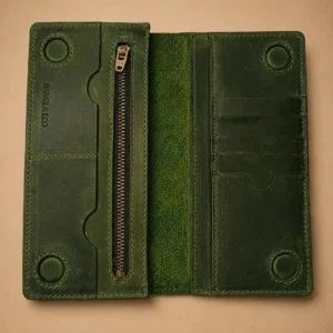 LOKO full grain Crazy Horse leather long wallet with phone and card compartments