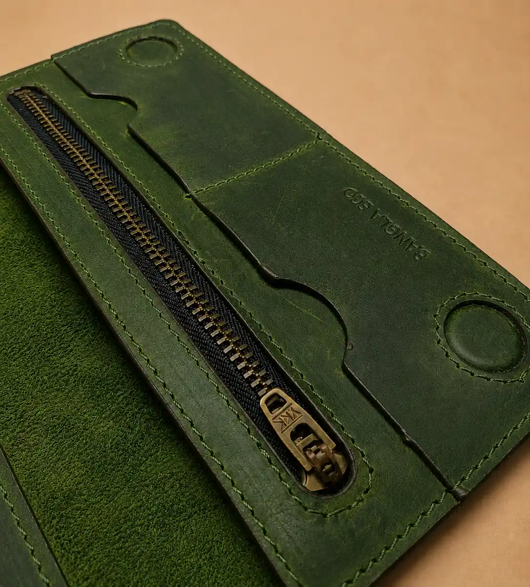 LOKO full grain Crazy Horse leather long wallet with phone and card compartments
