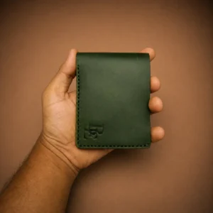POKO olive green handmade full grain Crazy Horse leather wallet