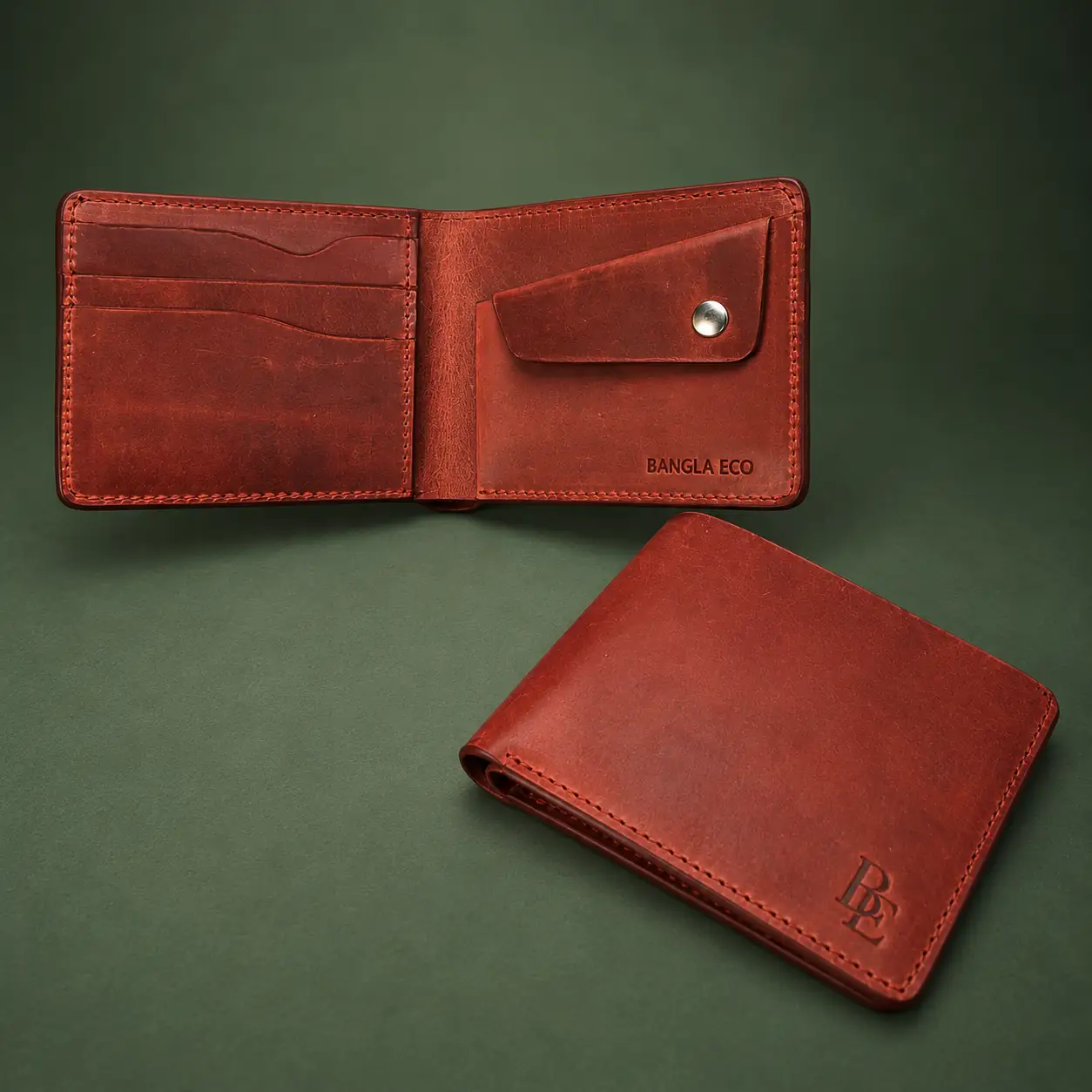 KNOX Marron full-grain Crazy Horse leather wallet